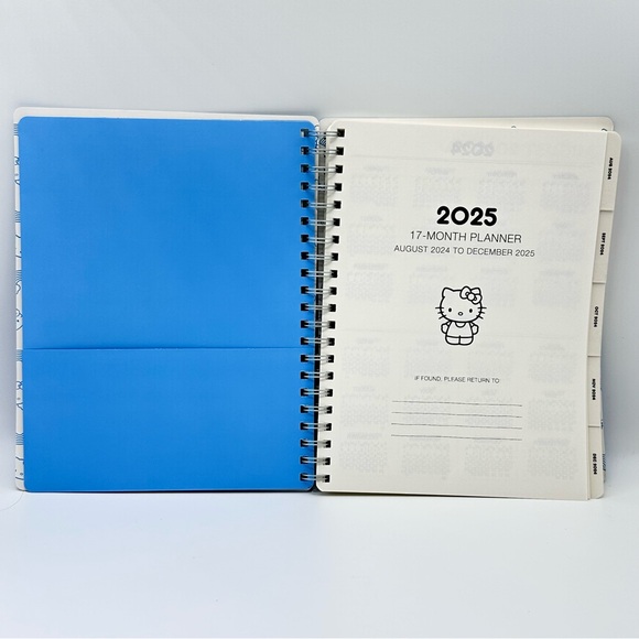 Sanrio Hello Kitty 2025 Large Spiral Planner - Blue Soft Leather Cover - Picture 3 of 11